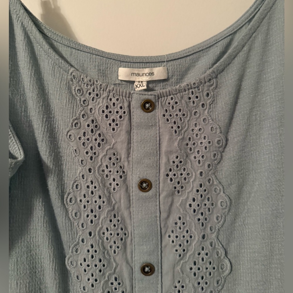Maurices Blue Eyelet Button-Front Tank